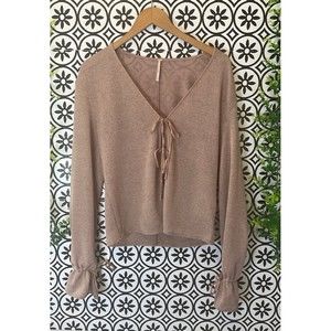 Free people tie front v neck cardigan size small